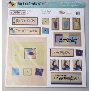 Top Line Creations "Life's a Party", Scrapbook 12" x 12" Page Kit, Arts & Craft.